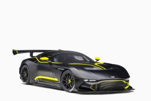 Aston Martin Vulcan Matt Black Lime Green Stripes 1:18 by AutoArt