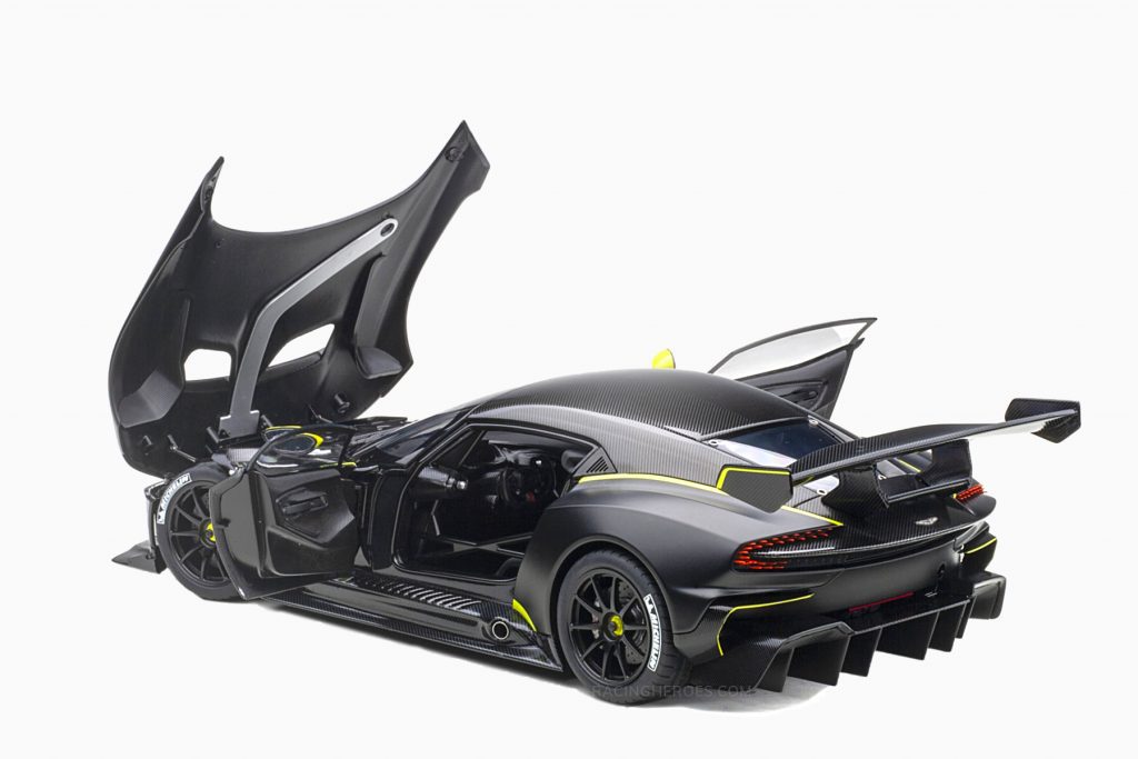 Aston Martin Vulcan Matt Black Lime Green Stripes 1:18 by AutoArt