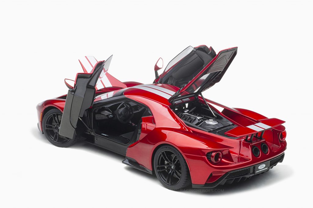 Ford GT 2017 Liquid Red Silver Stripes 1:18 by AutoArt