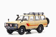 Toyota Land Cruiser 60 RHD (Right Hand Drive) Beige with Stripes and Roof Rack with Accessories 1:18 by Kyosho