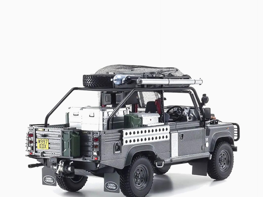 Land Rover Defender "Movie Edition" RHD (Right Hand Drive) Gray with Accessories 1/18 Model Car by Kyosho