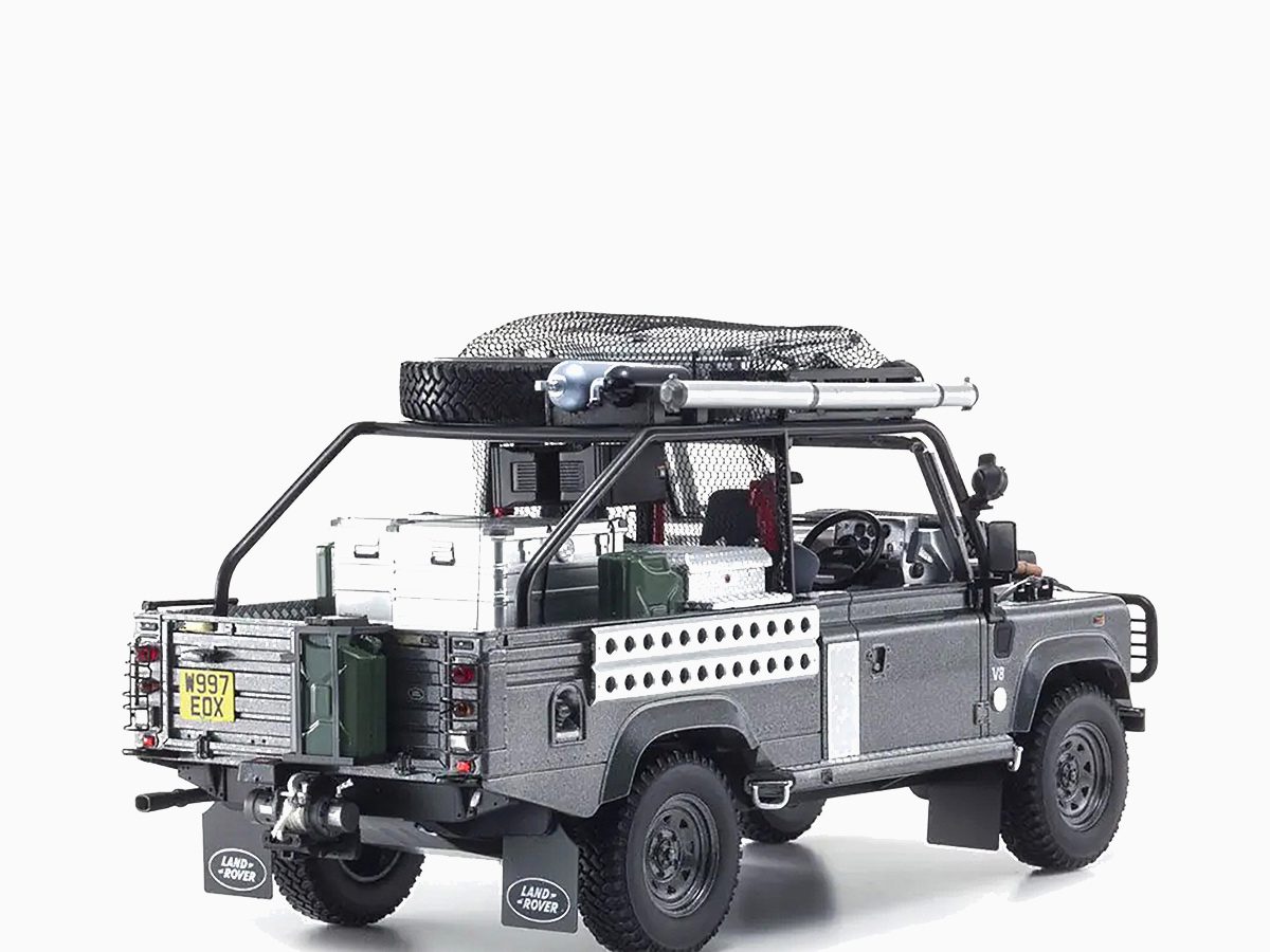 Land Rover Defender "Movie Edition" RHD (Right Hand Drive) Gray with Accessories 1/18 Model Car by Kyosho